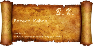 Berecz Kabos névjegykártya